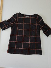Ladies Top Laura Ashley Size 10 Black Short Sleeve 14819