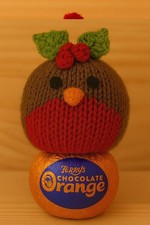 Robin Christmas Chocolate orange cover knitting pattern only Craft Festive Holly