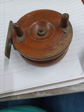 Vintage Nottingham Wooden Trotting Fishing Reel 3.5 Diameter Brass Strapback...