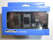 Volex Cooker Control 45A Switch 13A Socket with Neon Black Interior Nickel Flat