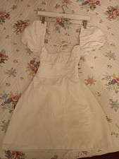 Zara White Backless Dress With Frilly Sleeves Size 14 UK Womens