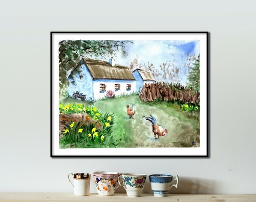 Watercolour irish landscape - irish,
