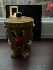 VINTAGE DUSTY BIN MONEY BOX 1980'S ORIGINAL CERAMIC PIGGY BANK