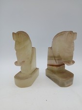 Onyx Bookends Horse Head Design Rustic Decorative Set Home Office Decor