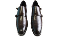 John White Men's Brown Leather Monk Strap Shoes UK Size 10 