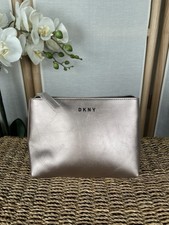 DKNY rose gold faux leather make up bag case purse