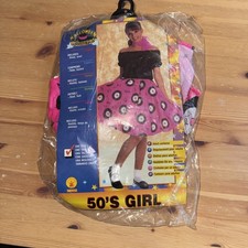 LADIES SIZE 12-16 FIFTIES GIRL ROCK AND ROLL DRESS AND SCARF RUBIES