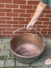 Antique Copper Hanging Fireplace Pot Log Basket Hammered Copper Country House