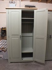 HAMPSHIRE PAINTED 2 DOOR WARDROBE + SHELF /SOLID PINE - SOLID OAK - F&B PIGEON