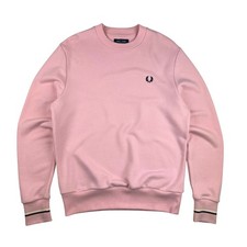 Fred Perry Crewneck Sweatshirt Mens Medium Pink Classic Pullover Regular Fit