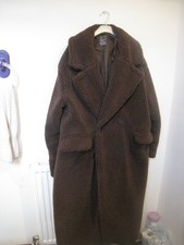 Women's Primark Brown Teddy Long-line Coat, Size L