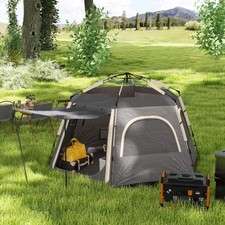 Outsunny Instant Camping Tent, 4 Person Easy Setup Dome Tent, Dark Grey