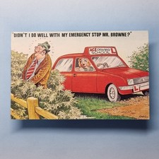 Comic Postcard 1986 Driving School Car Red Head Lessons Instructor Stop CHAS
