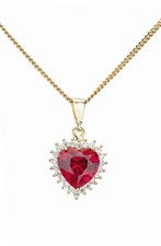 9ct Yellow Gold Cz Ruby Heart