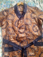 Vtg 60s St Michael Tricel Gents Paisley Print Dressing Smoking Gown Robe 42" 