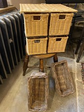 4 Drawer Wicker Storage Tower Unit with Black Metal Frame + 2 wicker  baskets 