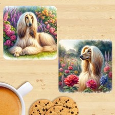 Afghan Hound Coasters, Watercolour Print Set Of 2, Mug Mats, Gift