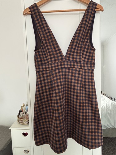 Topshop brown checked low v - ,