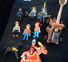 Geobra Playmobil vintage figure bundle. 1974,1993 & 2004. Incl horses & catapult