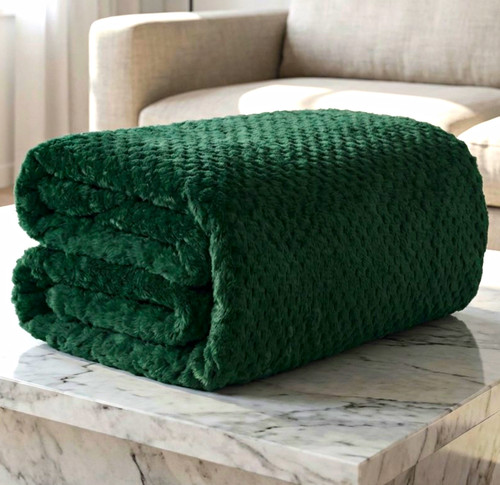 Green textured fleece - textured,
