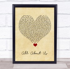 All About Us Vintage Heart Song Lyric Quote Music Print