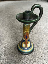 vintage Gouda pottery Holland candlestick candleholder Rhodina Art Deco Nouveau