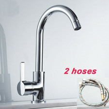 Kitchen Sink Mixer Taps Swivel Spout Single Lever Tap Mono Modern Chrome Faucet.