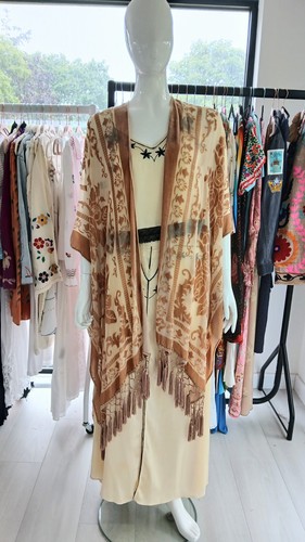 Beige fringe velvet - fringe,