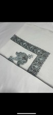 Yemeni Embroidered Shemagh Headscarf Shawl, White Silver And Light Blue