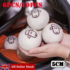 6Pcs Home Wool Tumble Dryer Balls 5CM Natural Reusable Laundry Clean Pactical