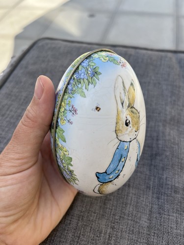 Peter rabbit egg shaped tin - shaped,