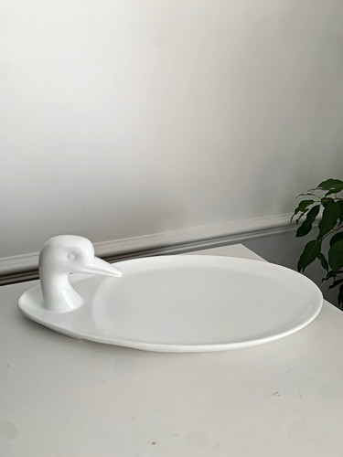 White glossy ceramic - glossy, oval
