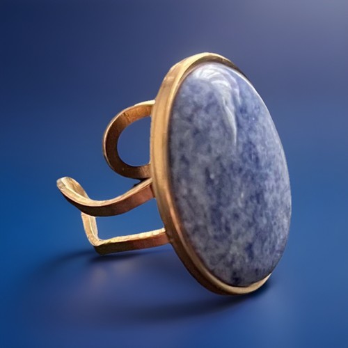 Blue lace agate ring gold - blue,