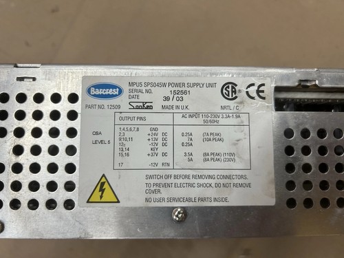 Barcrest mpu power - mpu, supply