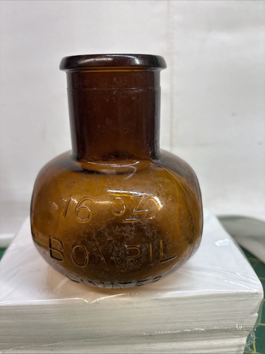 Antique 16oz amber glass - antique,