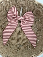 Susie Watson Small Bow  Door Hanger Piping Stripe Red Cotton Fabric