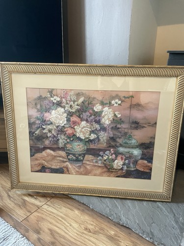 Vtg completed framed oriental - completed,