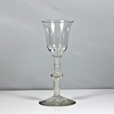 Georgian double series opaque twist stem wine glass, medial knop