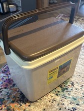 Vintage Curver Cooler Ice Box Brown Patterned Retro Camping VW Fishing Picnics