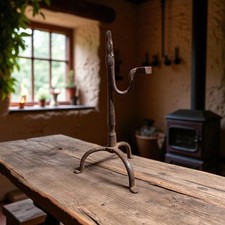 18th-Century Antique Iron Rushlight Holder / Rushnip