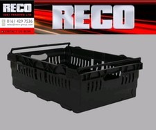 20 x BLACK USED BALE ARM CRATE 600x400x200mm STORAGE BOX , STACKING TRAY