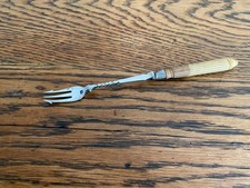 ANTIQUE 19TH C SILVER PLATED TRIDENT PICKLE FORK