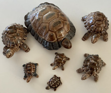 Family of 7 x Tortoise Trinket Box with Baby Vintage Ring Tray Wade Porcelain