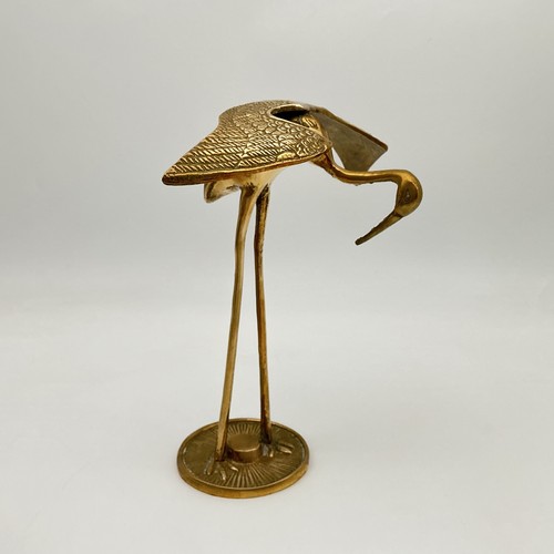 Vintage brass heron crane - heron,