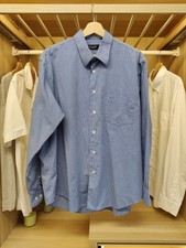 CHRISTIAN DIOR SIZE 16.5" BLUE SHIRT STRIPE LONG SLEEVE FORMAL WORK REG FIT MENS