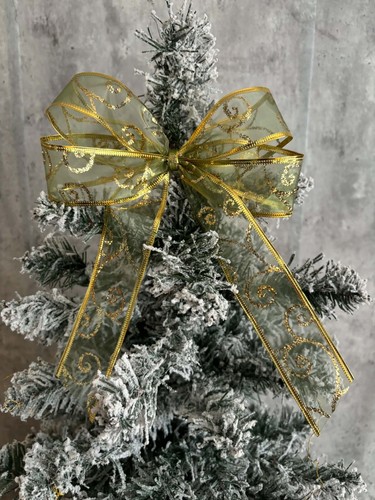 Green gold christmas bow tree - gold,