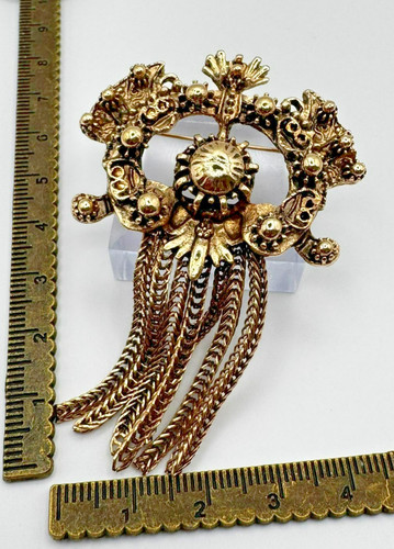 Gold brutalist brooch pin - brutalist,