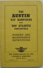 Austin A70 Hampshire & A90 Atlantic Convertible 1949 original Handbook 548B