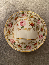 Vintage Crown Derby  c1825-1900 Cup & Saucer, Hand painted Flowers, (Damaged)