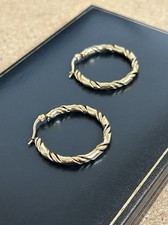 9ct Gold Twisted Hoop Earrings Tarnish Resistant Solid Classic Style Gold Filled
